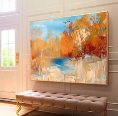 Color Abstract Landscape Oil Painting On Canvas Framed Texture High Quality Wall Art Original Scenery Artwork