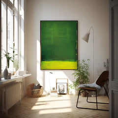 Yellow And Green Original Minimalist Artwork Large Wall Art Abstract Oil Painting For Living Room