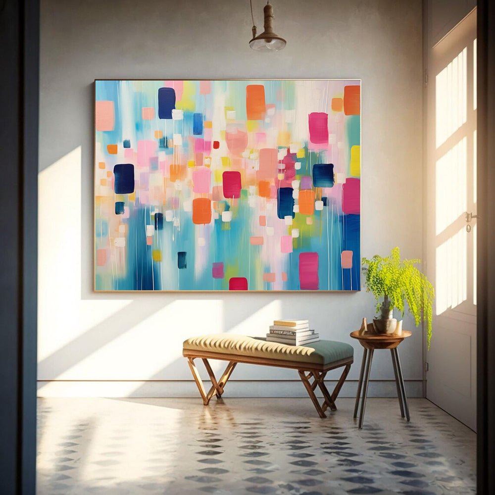 Original Abstract Oil Painting On Canvas Vibrant Colorful Large Wall Art Modern Oil Painting Living Room Decoration