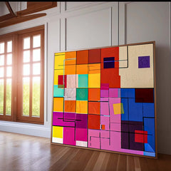 Geometry Square Wall Art Original Abstract Painting For Sale Colorful Painting Canvas For Living Room