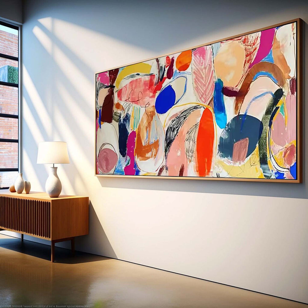 Colorful Abstract Large Painting On Canvas Contemporary Acrylic Painting Modern Wall Art Living Room