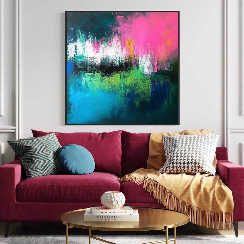 Abstract Oil Painting On Canvas Original Acrylic Painting Wall Art Modern Bold Contrasting Colors Wall Art