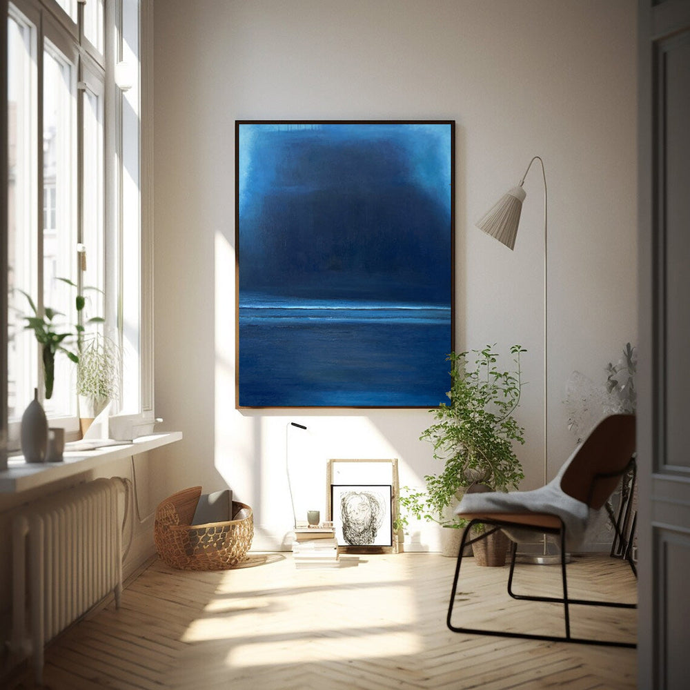 Blue Large Abstract acrylic painting Texture Minimalist Oil Painting On Canvas Original Wall Art Home Decor