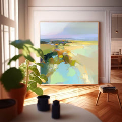 Abstract Texture Canvas Wall Art Abstract Landscape Scraper painting Large Modern Green Minimalist Painting