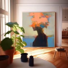 Warm Colors Texture Portrait Large Wall Art Original Beautiful Face Figurative Painting Canvas Home Decor