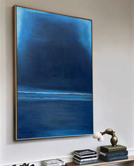 Blue Large Abstract acrylic painting Texture Minimalist Oil Painting On Canvas Original Wall Art Home Decor