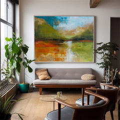 Warm Color Abstract Landscape Oil Painting On Canvas Original Scenery Painting For Living Room Wall Art Decor