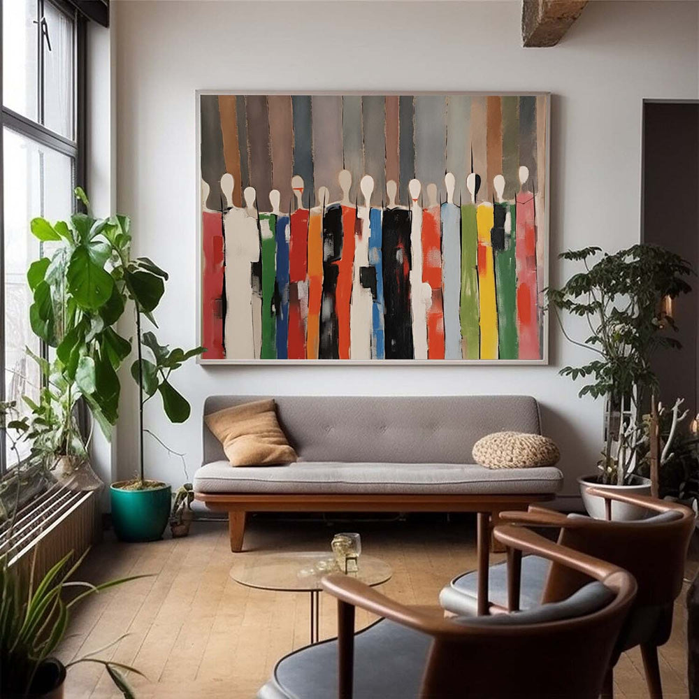 Large Color Human Silhouette Wall Art Abstract Figure Oil Painting Original Human Artwork For Living Room