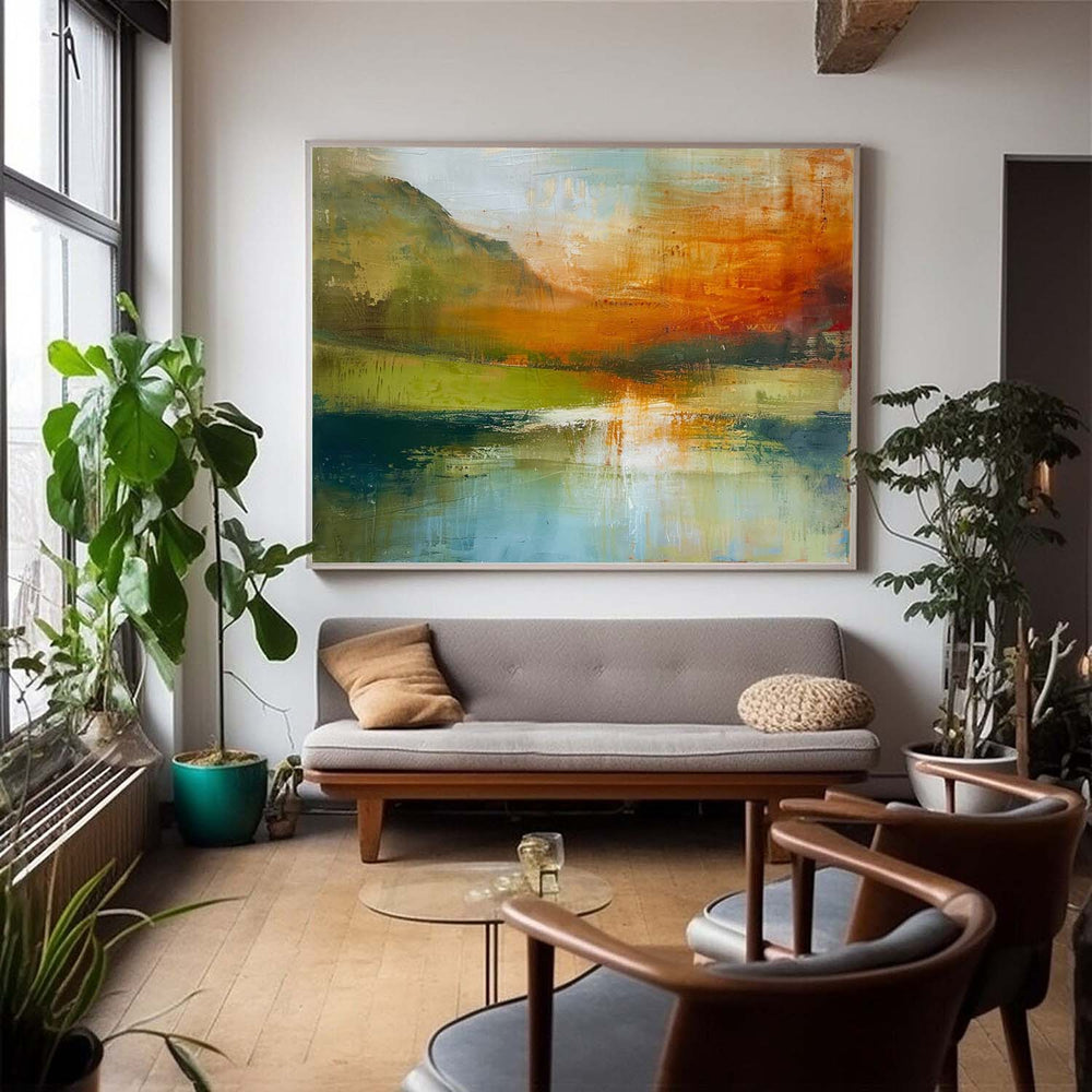 Original Scenery Painting Warm Color Abstract Landscape Oil Painting On Canvas For Living Room Wall Art Decor