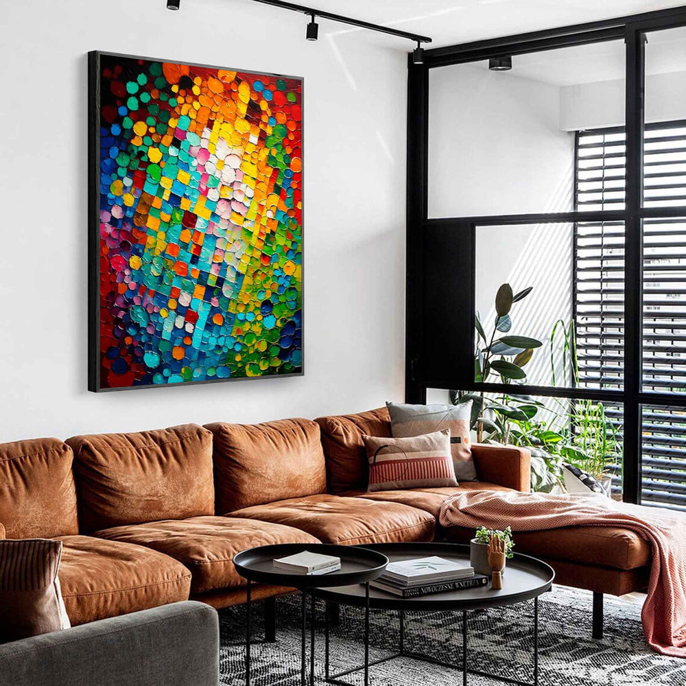 Bright Colorful Abstract Oil Painting on Canvas Modern Texture Wall Art Large Colorful Original Knife Painting Home Decor