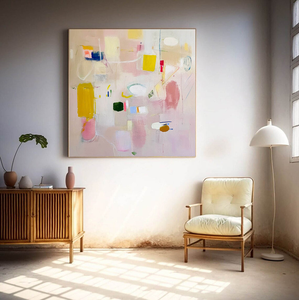 Bright Pink Abstract Painting Canvas Original Abstract Art For Sale Contemporary Cute New Painting Home Decor
