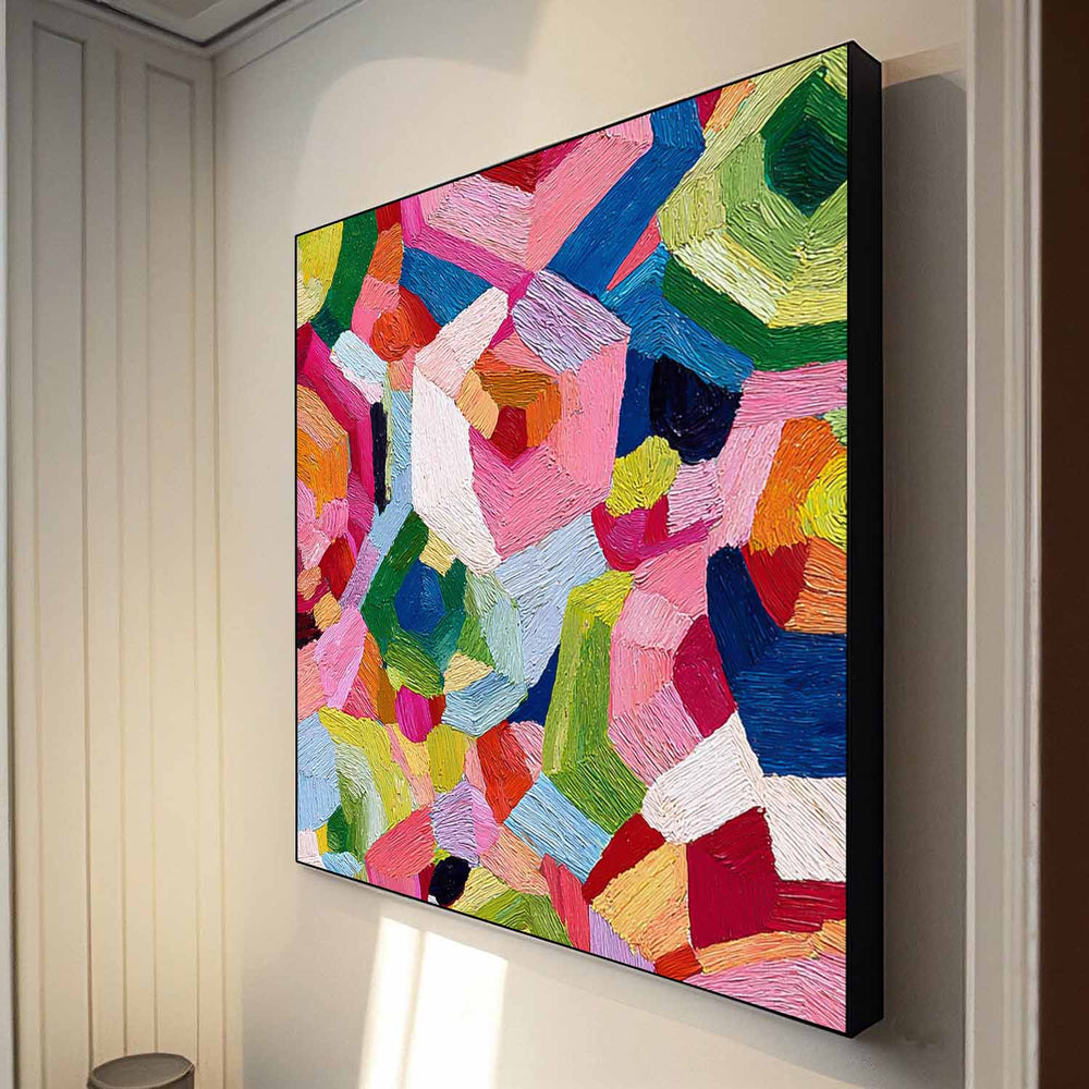 Abstract Geometry Wall Art Original Oil Painting Color Texture Acrylic painting Contemporary Art