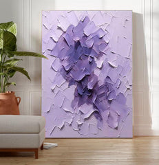 Large Modern Acrylic Painting On Canvas Purple Texture Color Block Abstract Oil Painting Original Artwork Decor