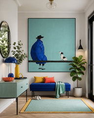 Unique Teal And Blue Wall Art For Living Room And Lounge With Retro Minimalist Feel