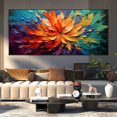 Large Acrylic Textured Colorful Floral Abstract Painting Original Palette Knife Painting Modern Flower Wall Art For Living Room