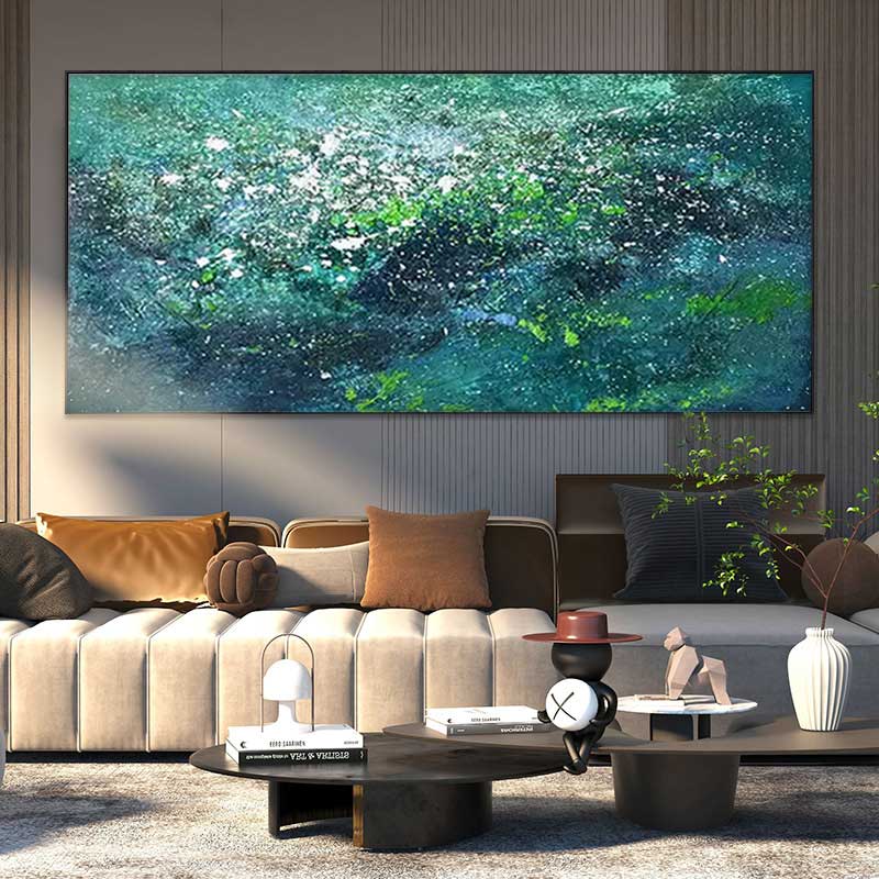 Original Texture Oil Painting On Canvas Large Green Acrylic Painting Modern Abstract Living Room Wall Art