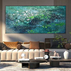 Original Texture Oil Painting On Canvas Large Green Acrylic Painting Modern Abstract Living Room Wall Art