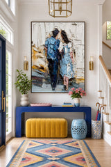 Romantic Couple Artwork Hand Painted Canvas Print Ideal Anniversary Gift For Him And Her