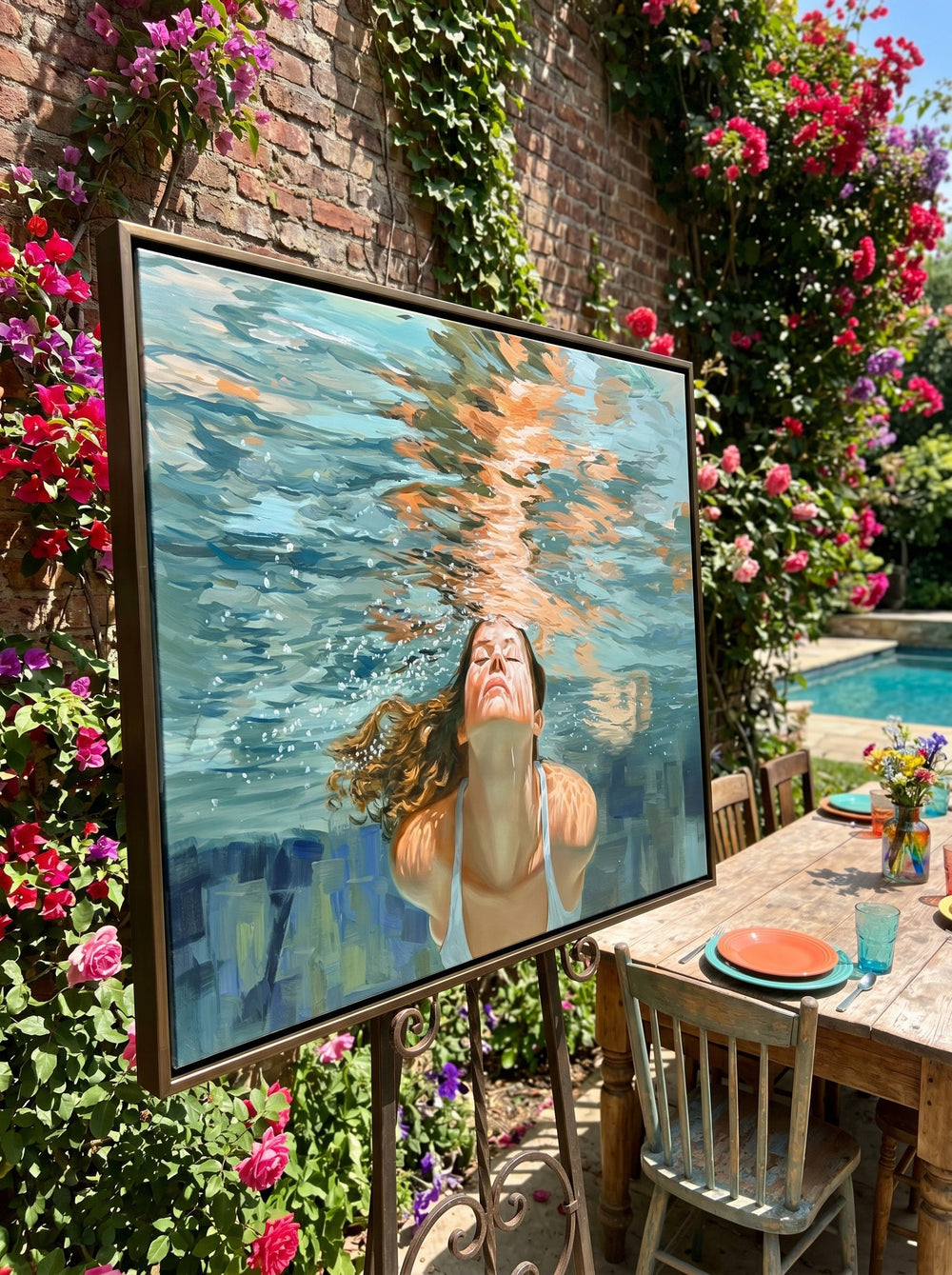 Emotional Submerged Portrait Oil Painting Unique Gift For Water Lovers
