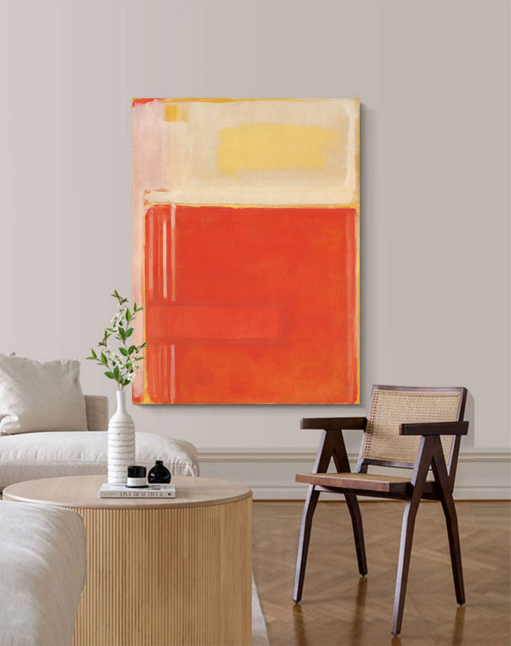 Minimalist Texture Wall Art Painting Large Abstract Orange Original Oil Painting Home Decor