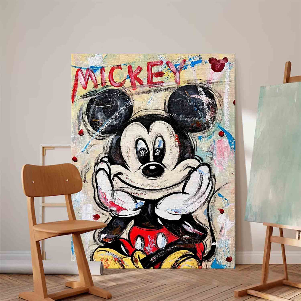 Large Figure Painting Original Mickey Wall Art Colorful Cute Cartoon Characters Abstract Artwork Gift