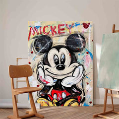 Large Figure Painting Original Mickey Wall Art Colorful Cute Cartoon Characters Abstract Artwork Gift