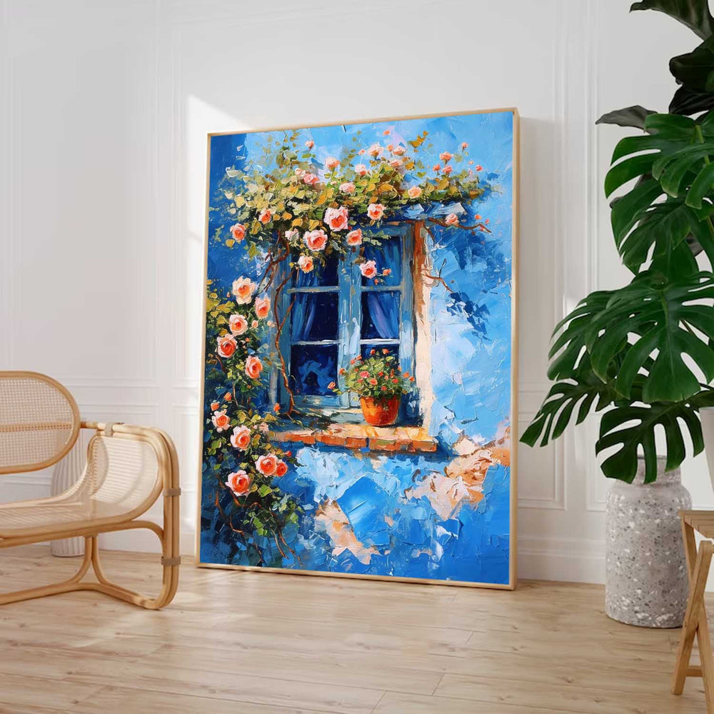 Flowers On The Building Acrylic Painting Canvas Large Textured Art Original Floral Painting Home Decor