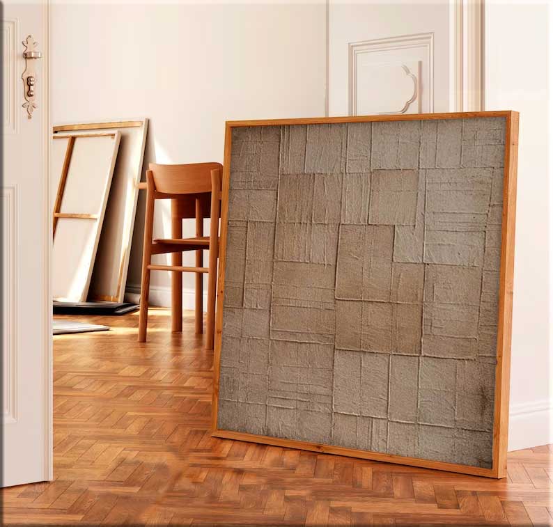 Large Brown Minimalist Art Modern Texture Abstract Geometry Acrylic Painting On Canvas Original Canvas Wall Art Home Decor