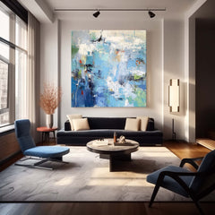 Original Modern Wall Art Square Abstract Texture Oil Painting Blue Large Acrylic Painting On Canvas Home Decor