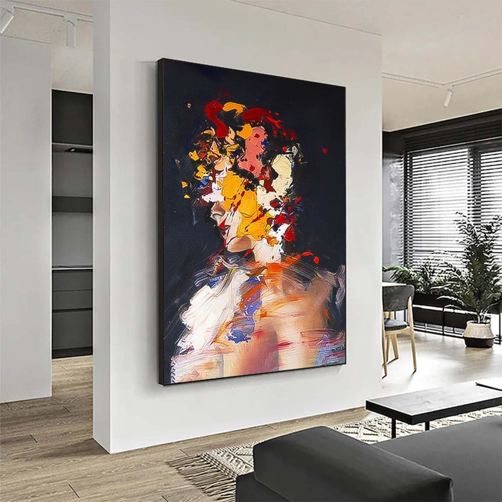 Modern Abstract Woman Painting Colorful Female Wall Art Framed Large Abstract Portrait Canvas Art
