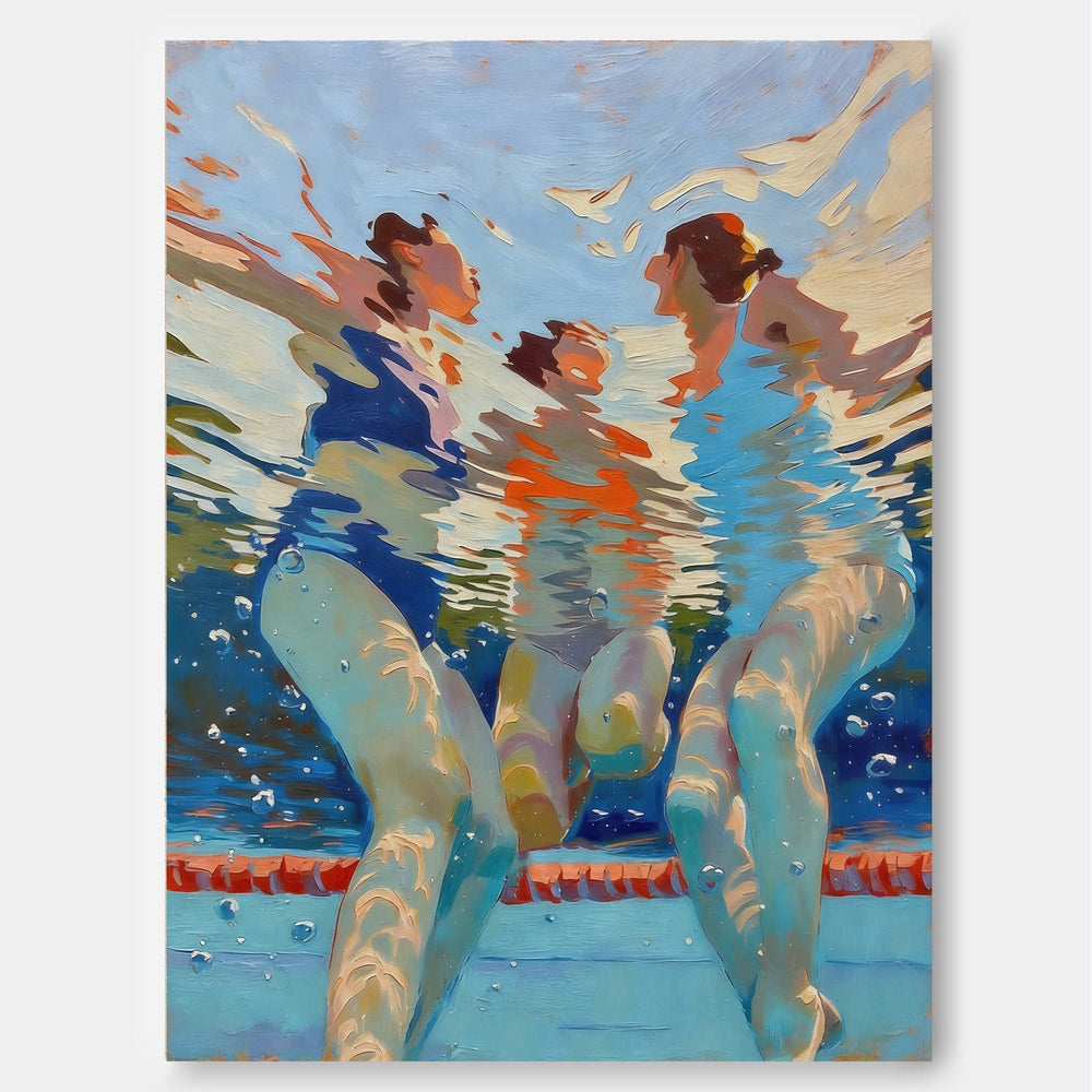 Contemporary People Themed Art Square Canvas Painting With Vibrant Colors For Home Decor