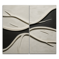 Flow of Silence-2 – Piece 3D Textured Abstract Leaf Wall Art Set, Modern Neutral Tone Decor