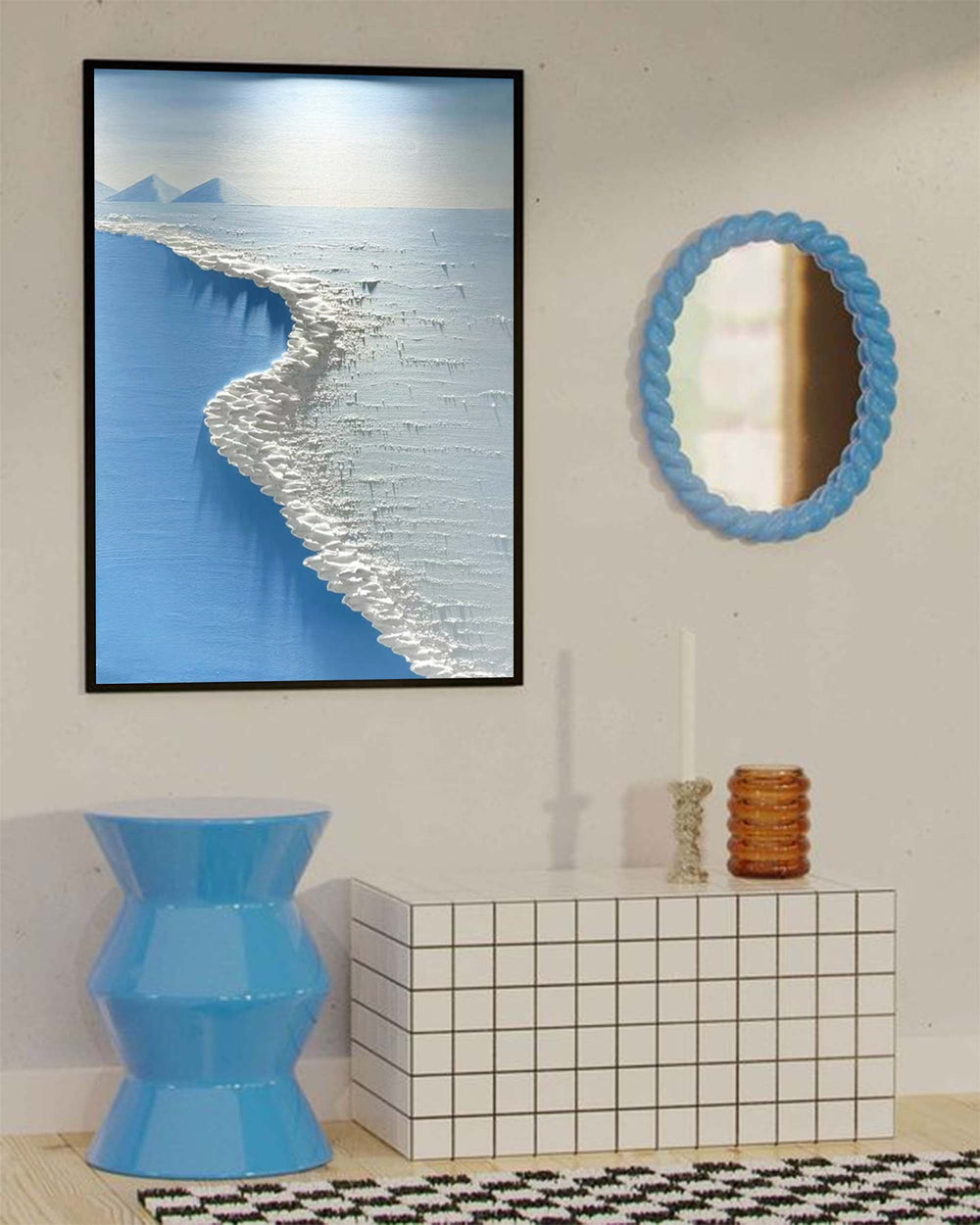 Original Sea Abstract Oil Painting Large blue Sea 3D Texture Painting Ocean Canvas Wall Art Living Room Decor