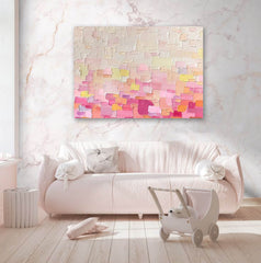 Textured Wall Art Pink Painting on Canvas Original Abstract Painting Large Colorful Wall Art Modern Boho Minimalist Decor