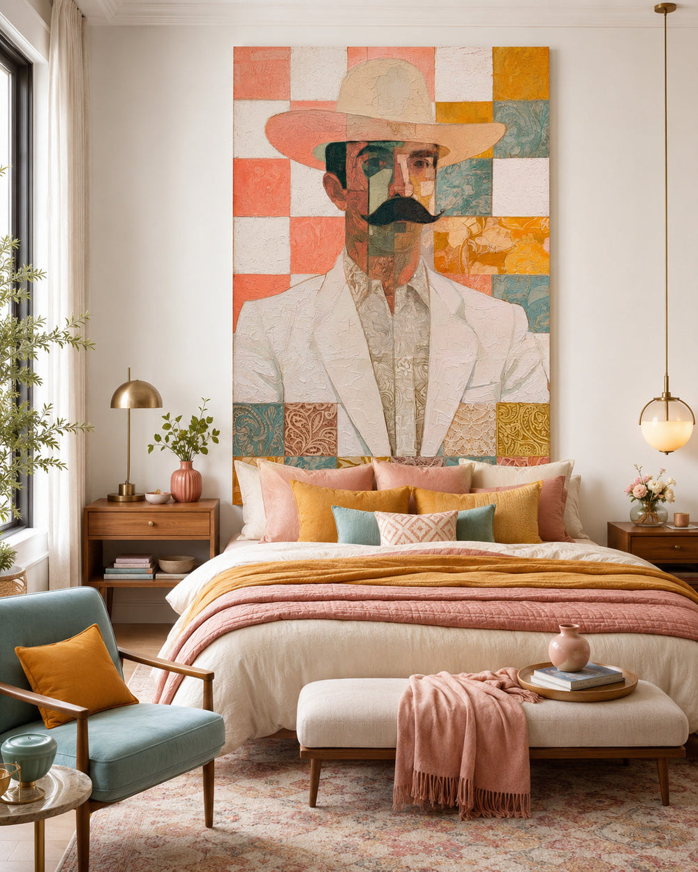 Vintage Inspired Cowboy Art With Textured Canvas And Earthy Tones For Home Office