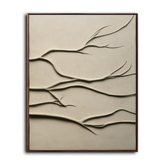 Branches of Serenity-3D Textured Branch Wall Art – Neutral Tones Modern Minimalist Decor