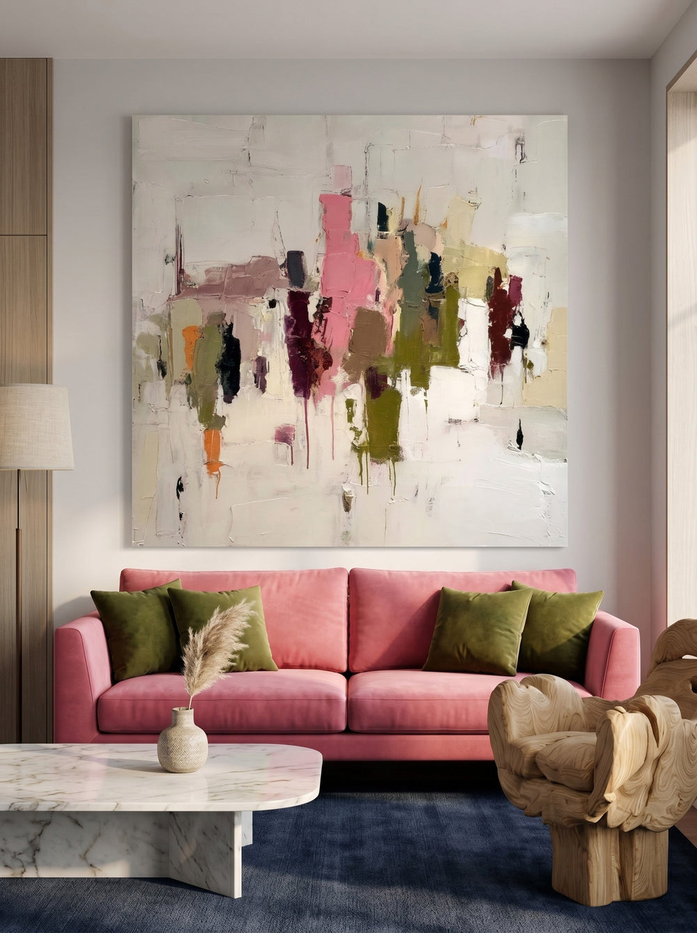 Original Oil And Acrylic Painting On Linen With Thick Impasto Effect For Unique Interior Design Statement Piece