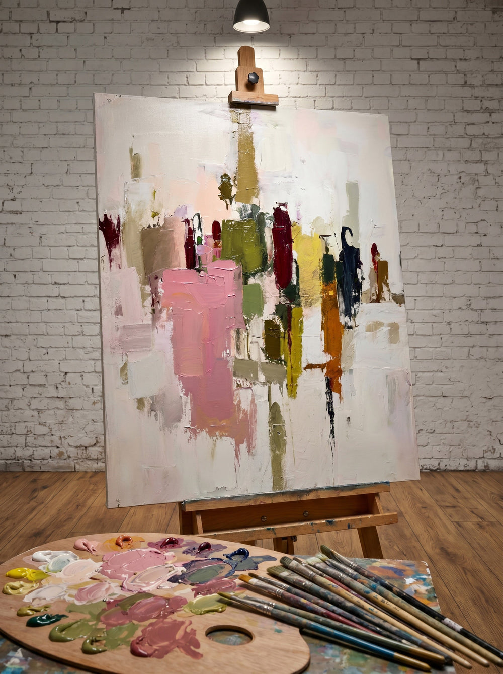 Original Vertical Canvas Art With Earthy Tones For Chic Urban Loft And Lounge