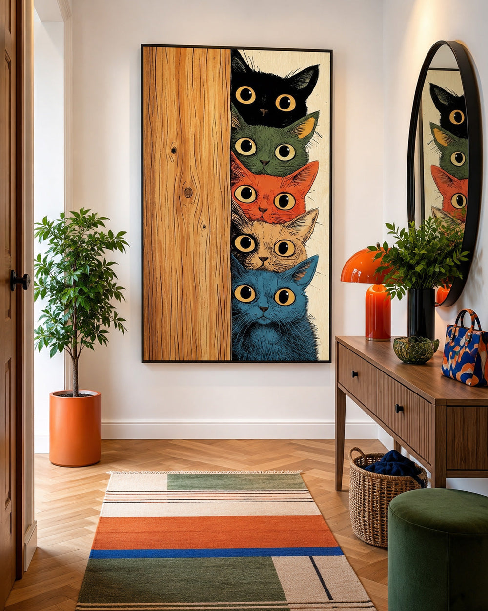 Retro Style Animal Portrait Painting With Fine Linen Canvas Texture