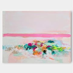 Contemporary Abstract Seaside Painting With Bright Colors And Fine Texture