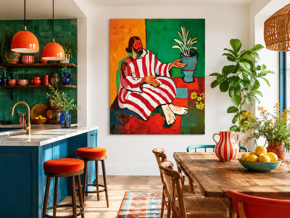 Hand Painted Expressive Figure Art With Textured Brushstrokes In Modern Abstract Style For Interior Design