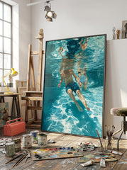 Summer Sports Swimming Scene Original Painting For Beach House Interior