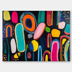 Modern Colorful  Artwork Abstract Graffiti Oil Painting Original Irregular Geometric Circles Wall Art
