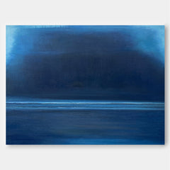 Original Blue Minimalist Abstract Acrylic Painting Large Wall Art Modern Texture Abstract Oil Painting Home Decor