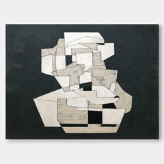 Modern Canvas Painting For Home Decor Abstract Geometric Black & White Wall Art Minimalist Unique Artwork