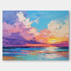 Bright Abstract Landscape Oil Painting Large Original Sunset Wall Art Modern Abstract Landscape Painting Home Decor