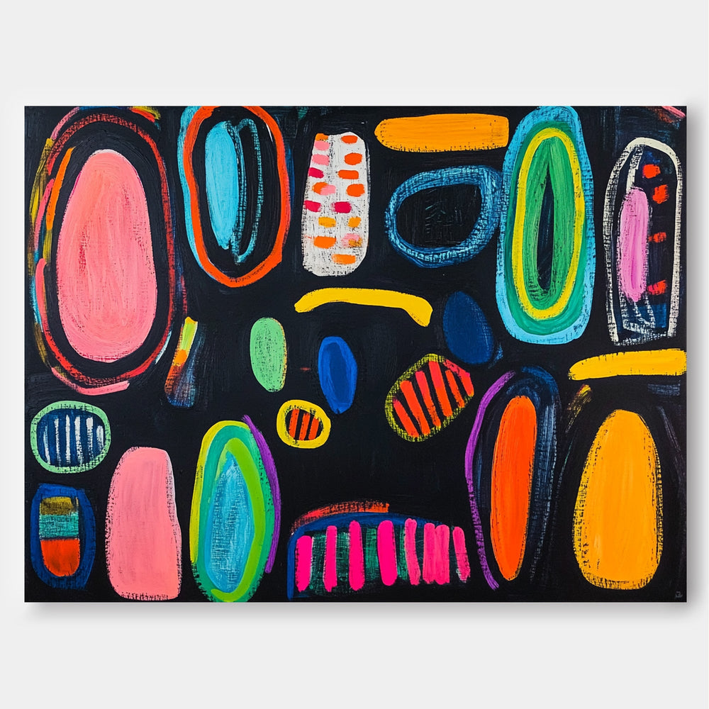 Original Irregular Geometric Circles Wall Art Modern Colorful  Artwork Abstract Graffiti Oil Painting