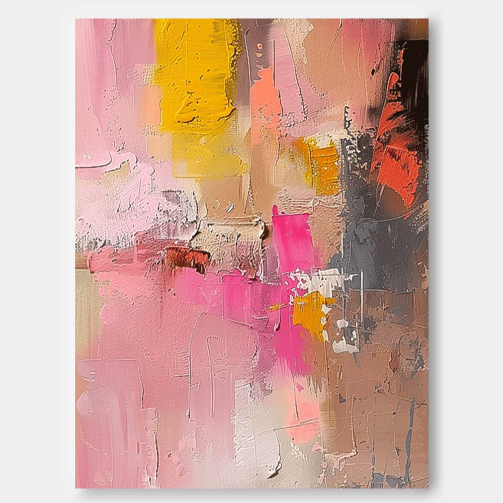 Large Modern Acrylic Painting On Canvas Pink Texture Color Abstract Oil Painting Original Artwork Decor