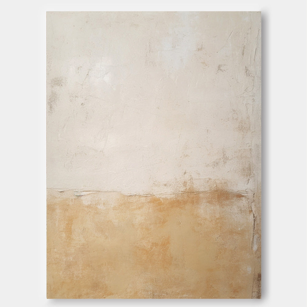 Beige Minimalist Wall Art Canvas With Frame Oil Painting Abstract Large vintage  Oil Painting For Living Room