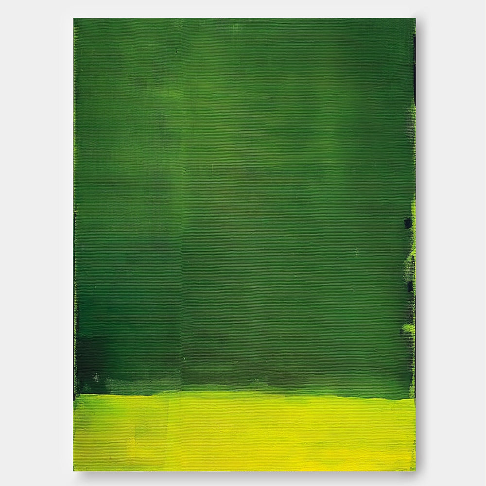 Yellow And Green Original Minimalist Artwork Large Wall Art Abstract Oil Painting For Living Room